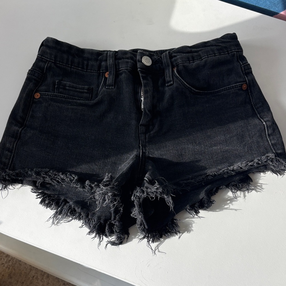 Blank NYC Distressed Black Jean Shorts